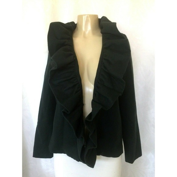 Milly Wool Jacket Blazer Green Ruffle Front Pocket - Picture 6 of 9